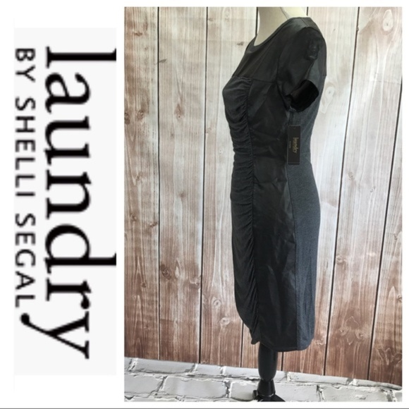 💕SALE NWT Laundry Shelli Segal Charcoal Faux Dres - Picture 3 of 8